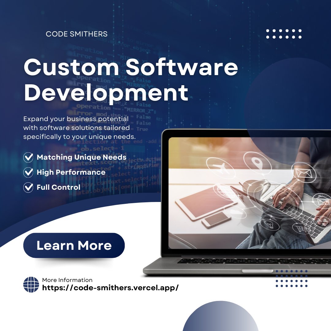 CodesmithSc's tweet image. 💡 Code Smithers – Your Vision, Our Code
From sleek websites to smart software solutions, we turn your ideas into digital reality. Fast, reliable, and tailored to your needs.

🌐 Let’s code your success: code-smithers.vercel.app