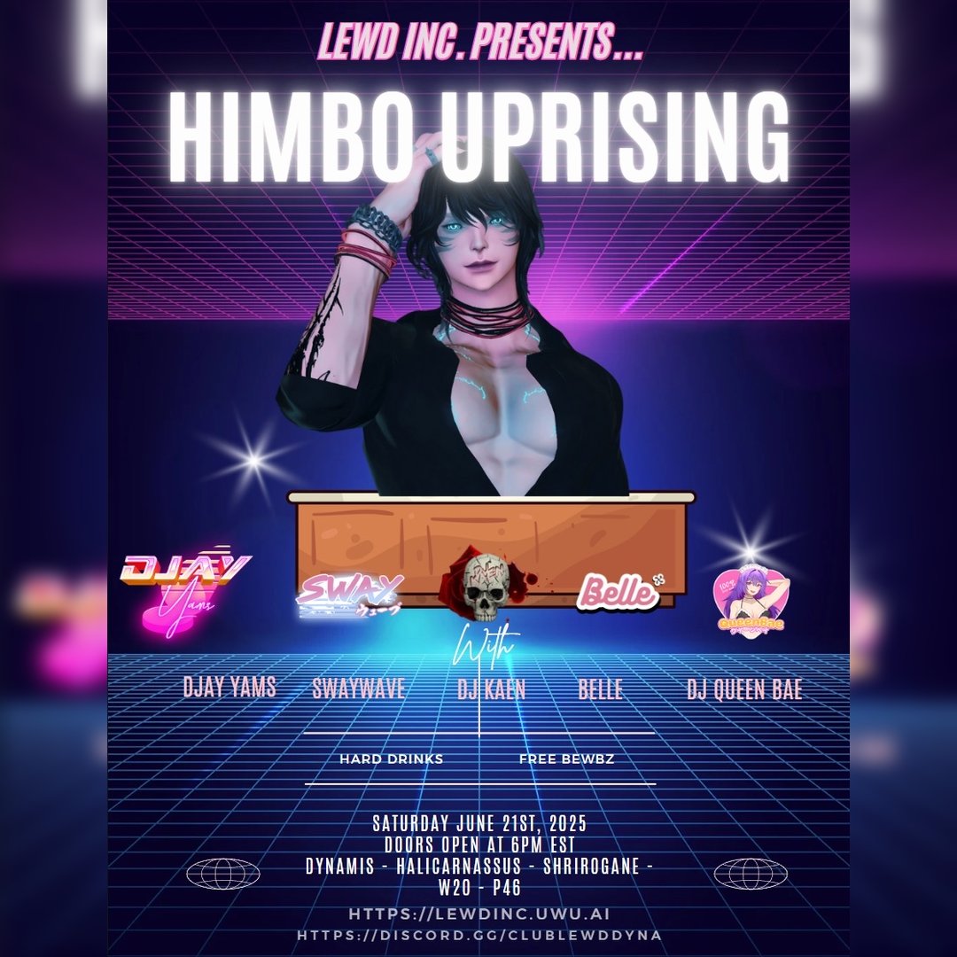 CLUB LEWD PRESENTS: HIMBO UPRISING

💪 Brainless. Shirtless. Powerful. The Himbo Uprising has begun. 🧠🚫

Grab your short shorts, flex your heart of gold, and bring those zero thoughts and maximum vibes.

#lewdinc #ffxivrp #ffxivcommunity