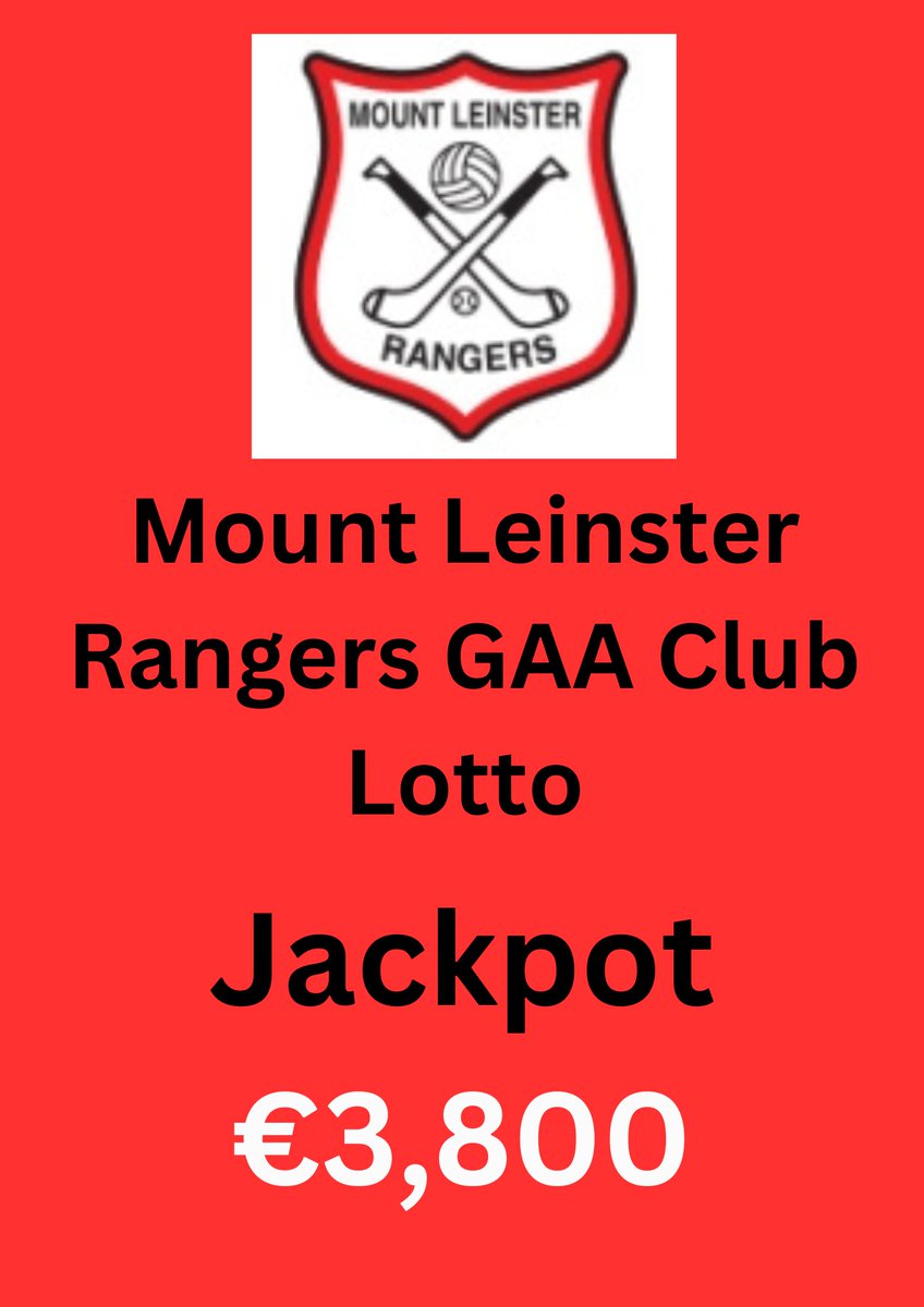 This weeks Lotto jackpot is €3800.
Get all the latest news on the Mount Leinster Rangers GAA app member.clubspot.app/club/mount-lei…