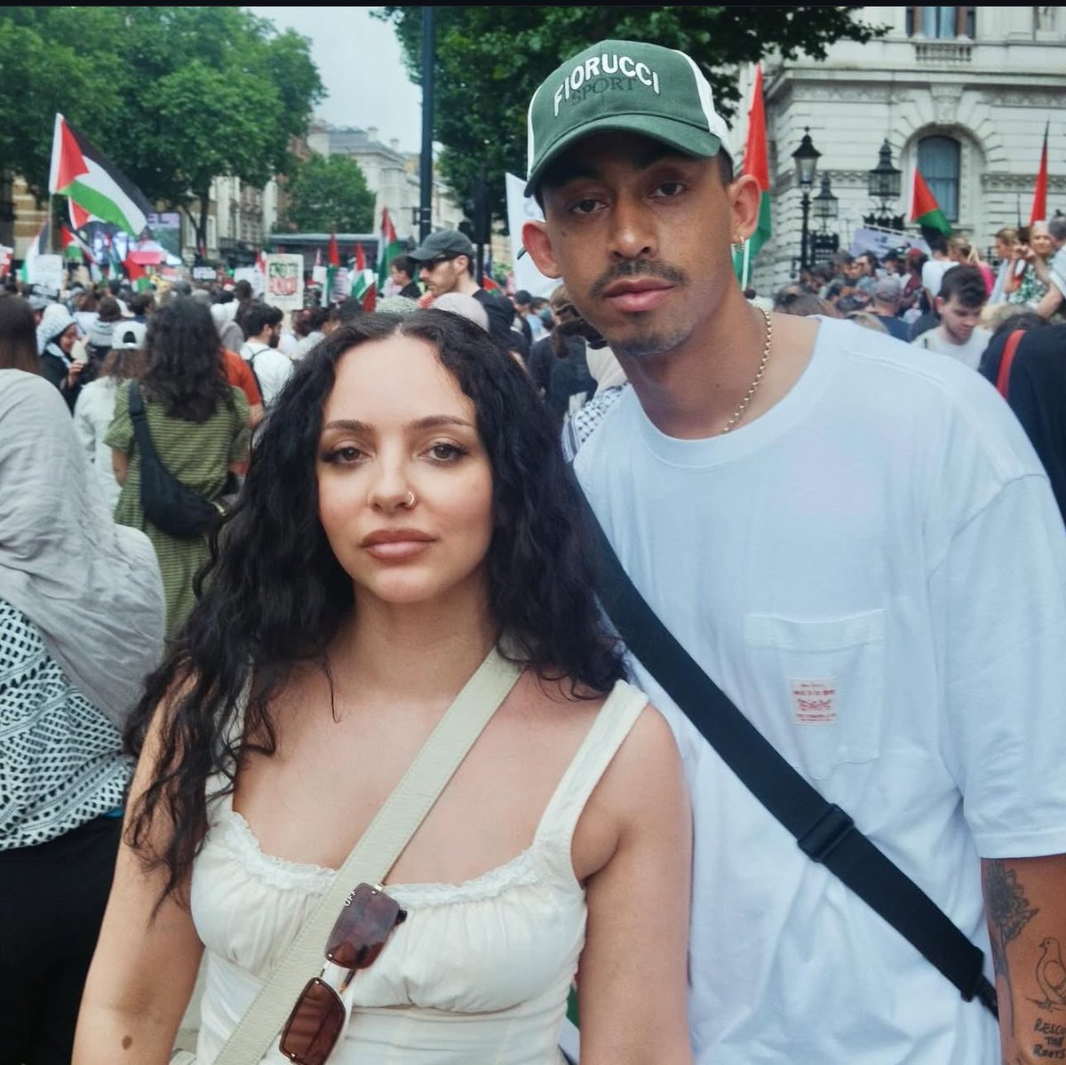 JADE and her boyfriend Jordan were spotted at today’s March for Palestine in London.