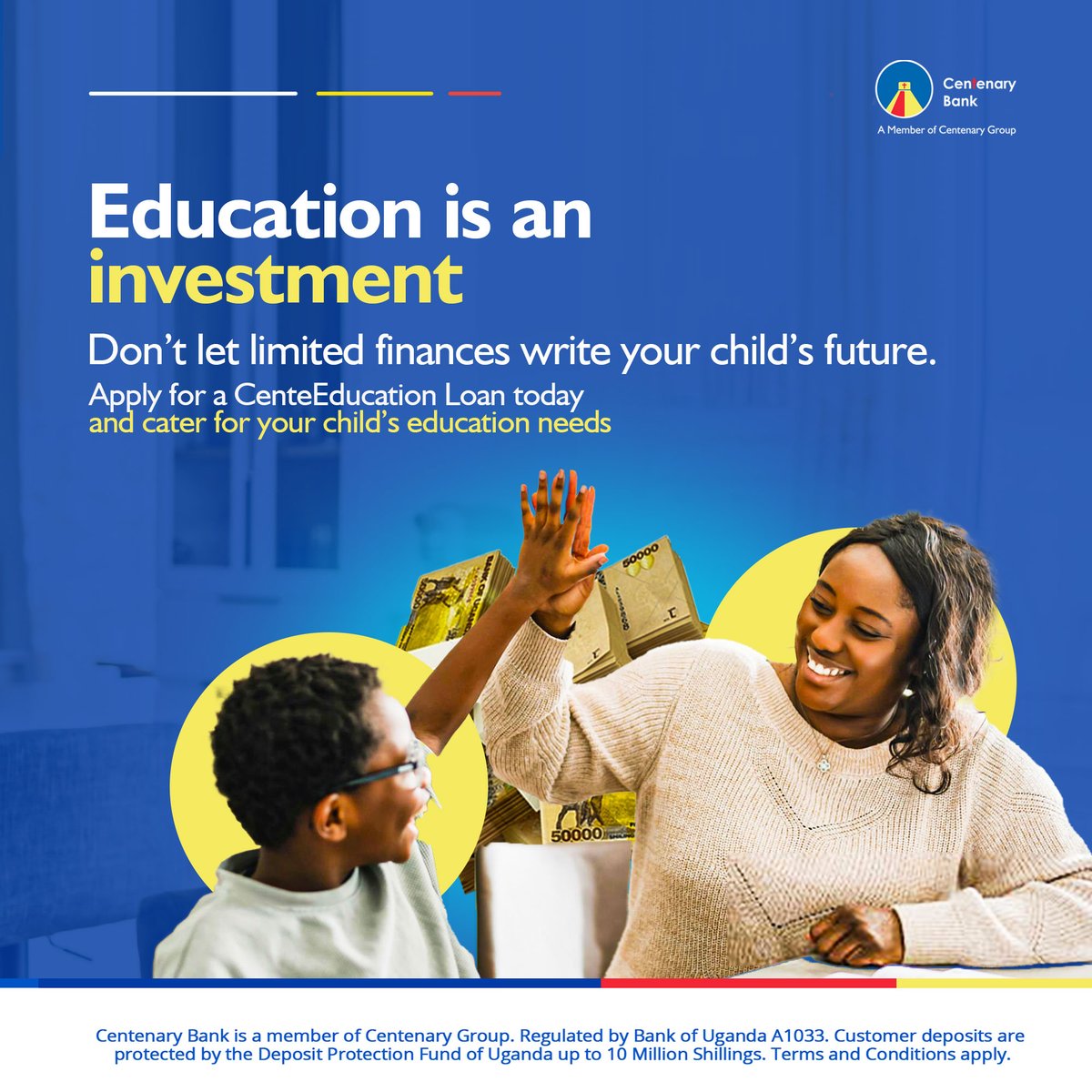 Centenary Bank (@centenarybank) on Twitter photo Is the school term moving too fast while your child is still at home because you have not paid school fees?
Our CenteEducation Loan is here for you! 
Run to the nearest branch, apply for the loan today and access up to 10M; and take your child back to school. Is the school term moving too fast while your child is still at home because you have not paid school fees?
Our CenteEducation Loan is here for you! 
Run to the nearest branch, apply for the loan today and access up to 10M; and take your child back to school.