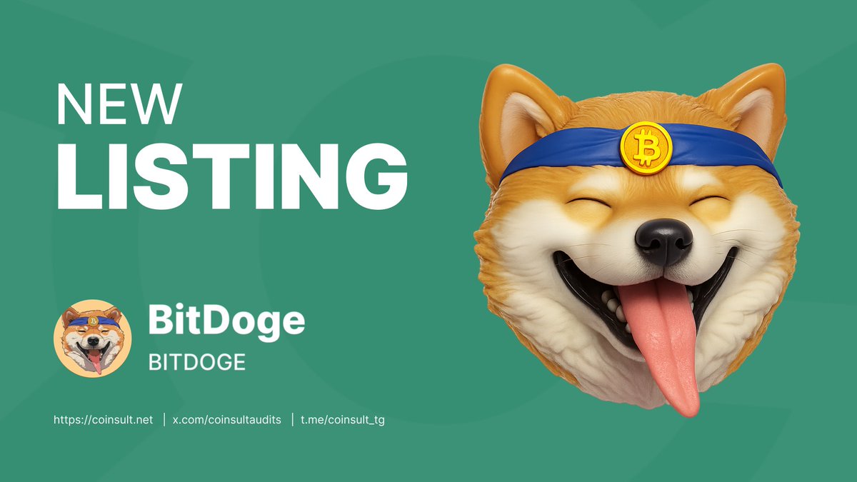 CoinsultLists's tweet image. 🔥New Listing: BitDoge ($BITDOGE)

🎁Giveaway: $5 (24h)
1⃣ Follow @bitdo_ge &amp;amp; @CoinsultLists
2⃣ Like, RT and place a comment 💬

🖥️ Project page: app.coinsult.net/sol/83nx6VvCj8…

🚀List your project [FREE]: app.coinsult.net/list

#listing #cryptolisting #cmc #coinmarketcap #coingecko…
