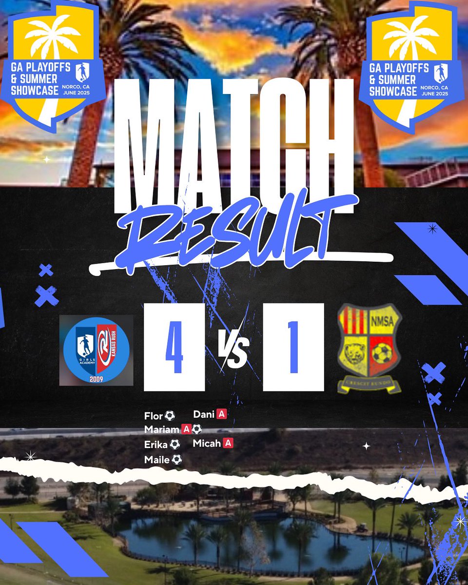 KsRushGA09 (@ksrushga09) on Twitter photo <a href="/KsRushGA09/">KsRushGA09</a> with a 4-1 win over New Mexico Soccer Academy.
Back in action Sunday 12:30 PM vs. Albion SC.
Flor ⚽️
Maile ⚽️
Erika ⚽️
Mariam 🅰️⚽️
Dani 🅰️
Micah 🅰️
<a href="/GAcademyLeague/">Girls Academy</a> <a href="/KSRGirlsAcademy/">Kansas Rush Girls Academy</a> <a href="/KS_RushSoccer/">Kansas Rush Soccer Club</a> <a href="/ImYouthSoccer/">ECNL/GA/Recruiting/College Soccer</a> <a href="/TopDrawerSoccer/">TopDrawerSoccer</a> <a href="/TheSoccerWire/">SoccerWire</a> <a href="/PrepSoccer/">Prep Soccer ⚽️</a> <a href="/KsRushGA09/">KsRushGA09</a> with a 4-1 win over New Mexico Soccer Academy.
Back in action Sunday 12:30 PM vs. Albion SC.
Flor ⚽️
Maile ⚽️
Erika ⚽️
Mariam 🅰️⚽️
Dani 🅰️
Micah 🅰️
<a href="/GAcademyLeague/">Girls Academy</a> <a href="/KSRGirlsAcademy/">Kansas Rush Girls Academy</a> <a href="/KS_RushSoccer/">Kansas Rush Soccer Club</a> <a href="/ImYouthSoccer/">ECNL/GA/Recruiting/College Soccer</a> <a href="/TopDrawerSoccer/">TopDrawerSoccer</a> <a href="/TheSoccerWire/">SoccerWire</a> <a href="/PrepSoccer/">Prep Soccer ⚽️</a>