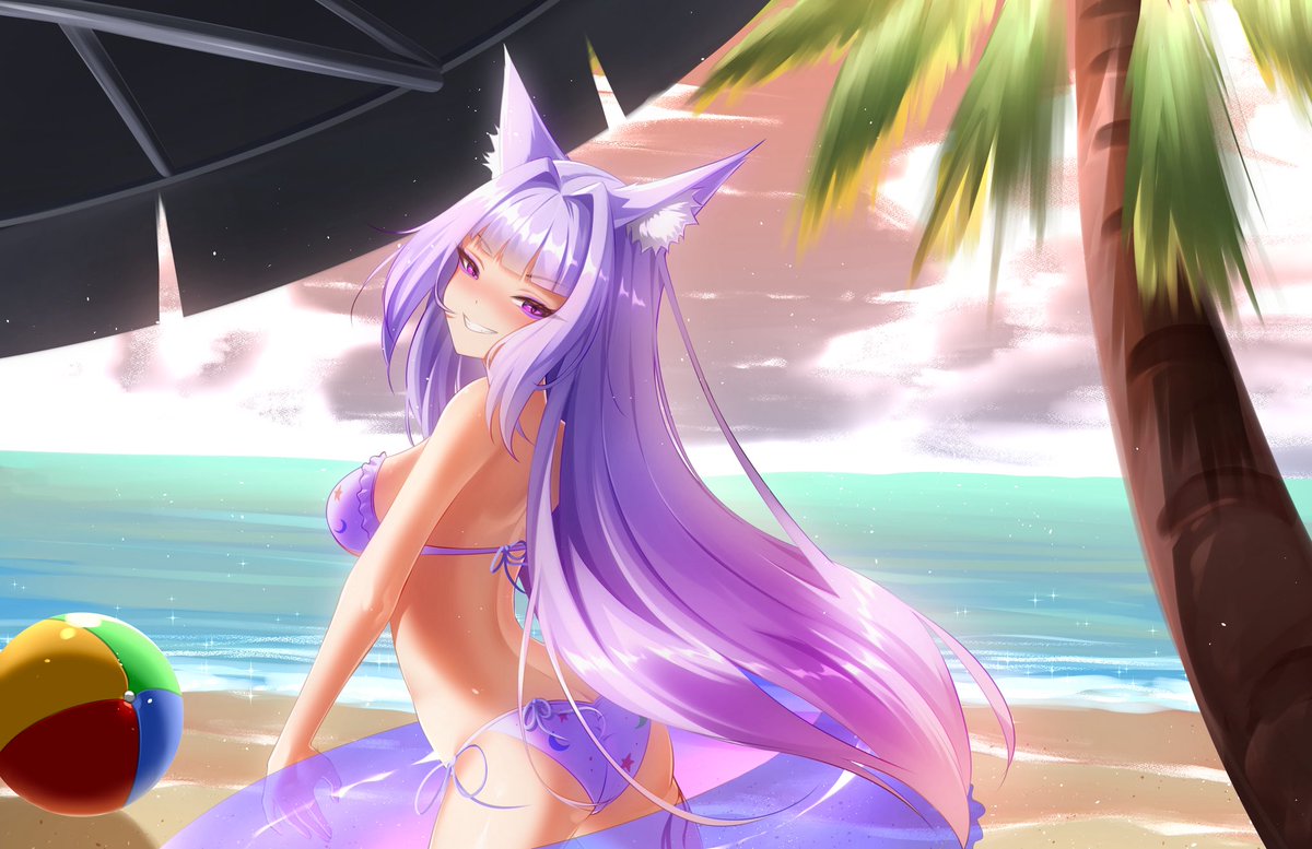 Wir haben offiziell Sommer!💜🏝️
Es wird warm &amp; wir schwitzen yipiiii (Hilfe) wollt ihr ein paar schöne Tage mit mir am Strand verbringen? 💜👉👈