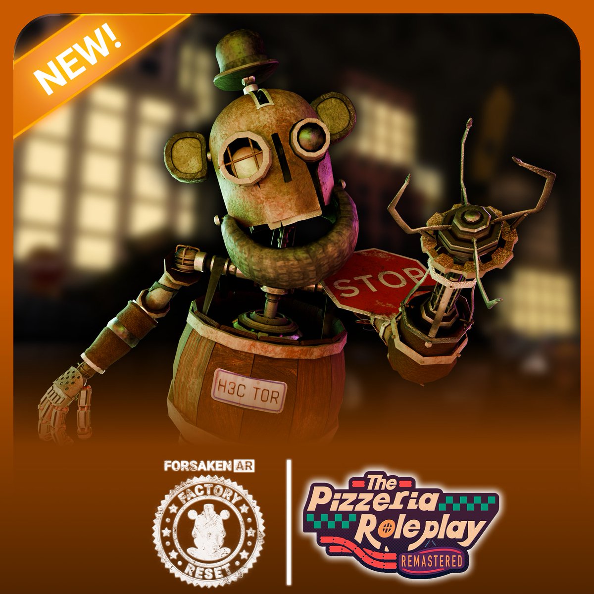 StudiosForsaken's tweet image. Routine Start, Anguished Heart.
H3CT0R is now in Forsaken AR as part of a collaboration with @HelloburpGames!
#FNAF #TPRR