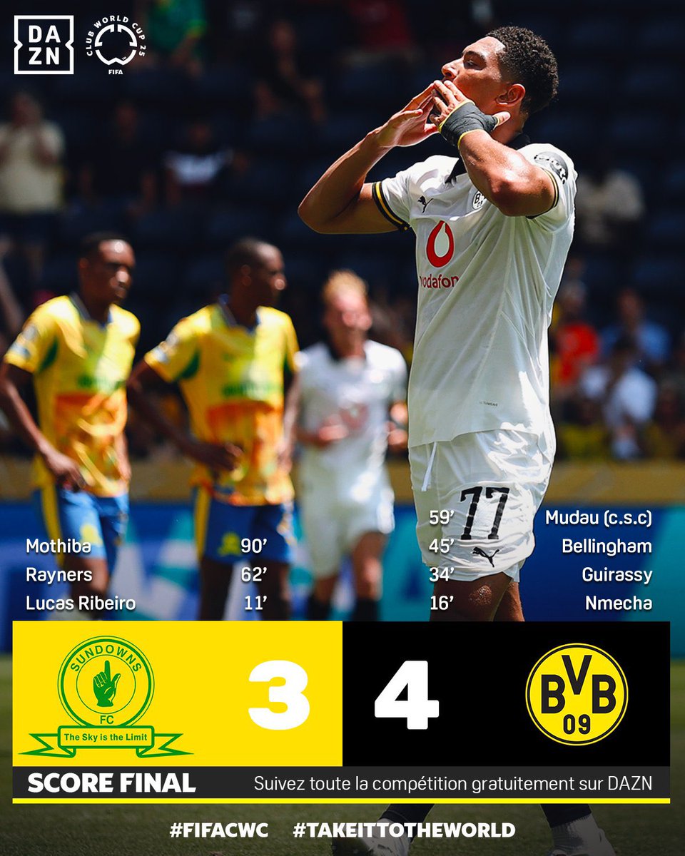 🏆 #MundialDeClubes #USA2025: #BVB 🇩🇪 le ganó 4-3 a #MamelodiSundowns 🇿🇦