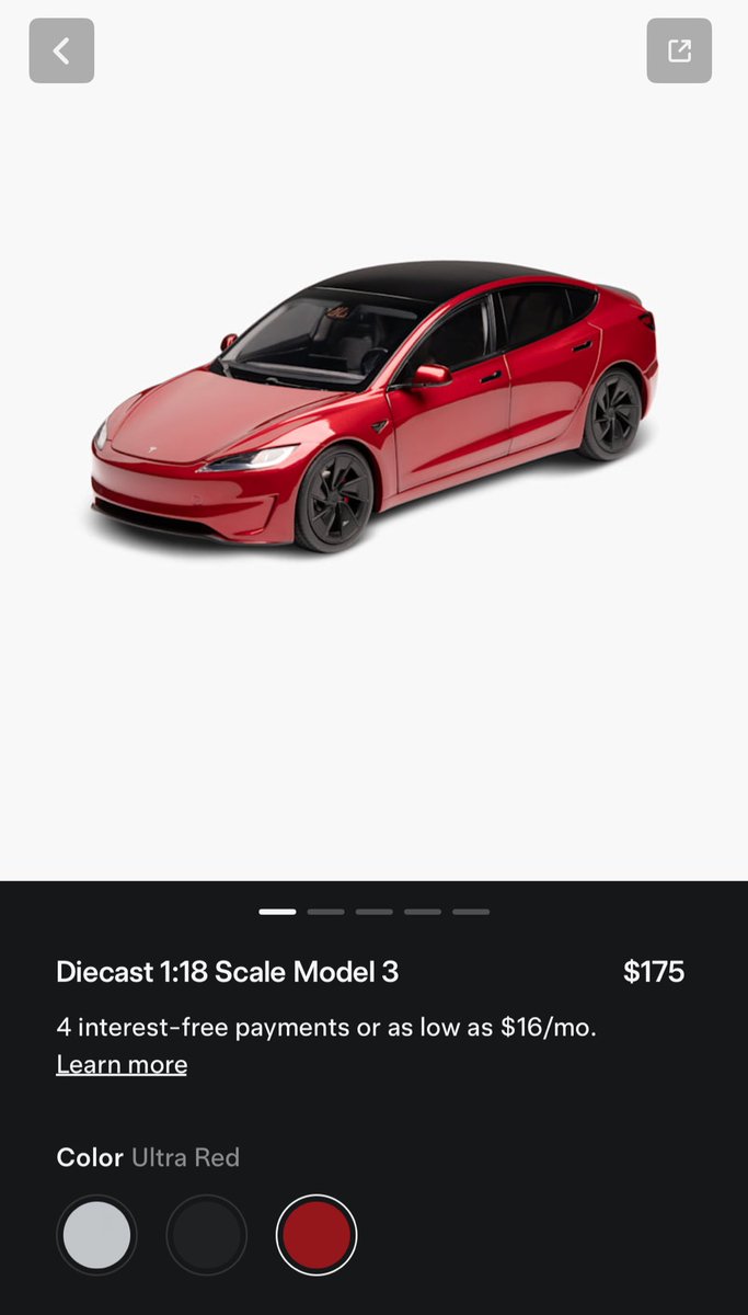 Tesla has released a 1:18 scale diecast of the new Model 3