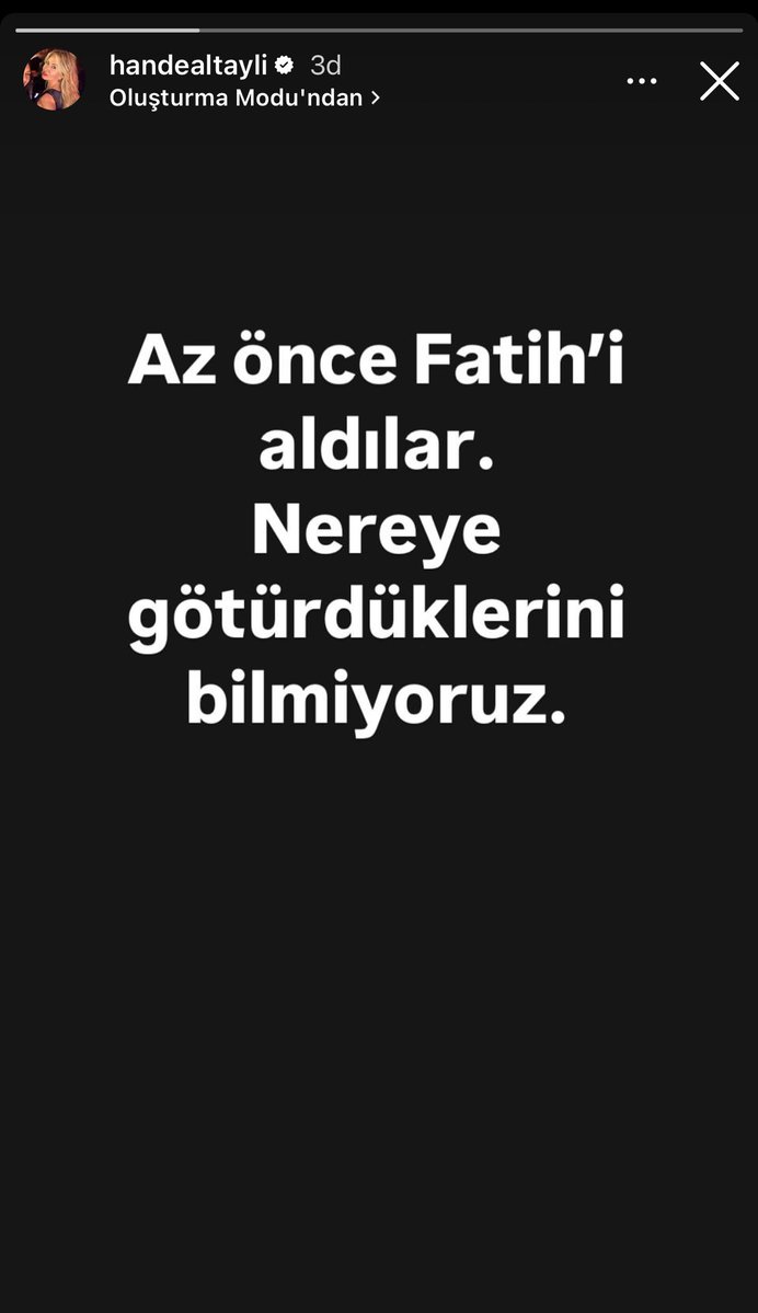 hande altaylı az önce bu storyi attı #fatihaltaylı