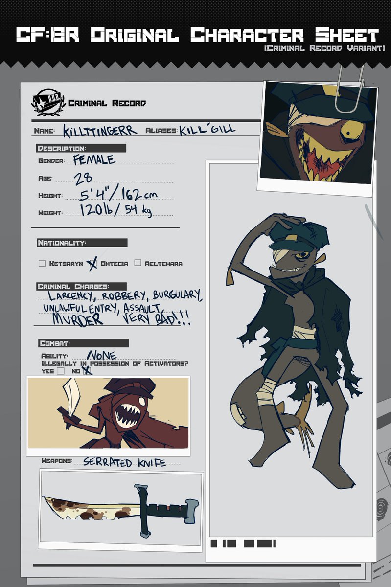 cfbr oc
she is a thief and stabs ppl maybe
killtingerr