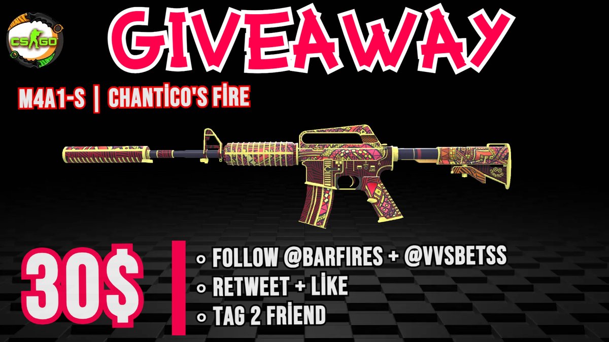 🔥CS2 GIVEAWAY  

🎁M4A1-S | Chantico's Fire $30 Giveaway 

📢To Enter Giveaway :

✅ Follow <a href="/barfires/">barfires</a> + <a href="/vvsbetss/">VVS</a>
✅ Retweet + Like
✅ Tag 2 Friend

⏰ Giveaway ends in 7 day   

#CSGOGiveaway #cs2giveaway #cs2 #Giveaway #CryptoGiveaway #Steam #BTC