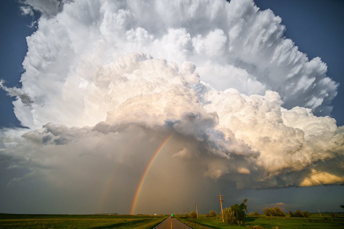 Full frame 15 mm shot of the peaceful North Dakota supercell on June 19th east of Regent, ND. One of my top sunset displays. #NDwx