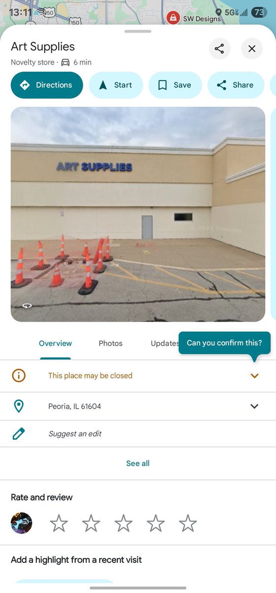 Looking for art supply stores... Google thinks the back of Hobby Lobby is a store called "Art Supplies". LMAO