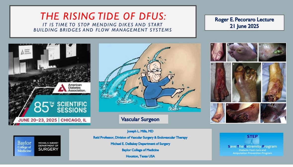 jmills1955's tweet photo. Proud to have been asked to deliver the Roger E Pecoraro lecture at #ADA24 with opening and closing slides #Diabetes #DiabeticFootUlcer #LimbSalvage https://t.co/V7ONtSQx3q