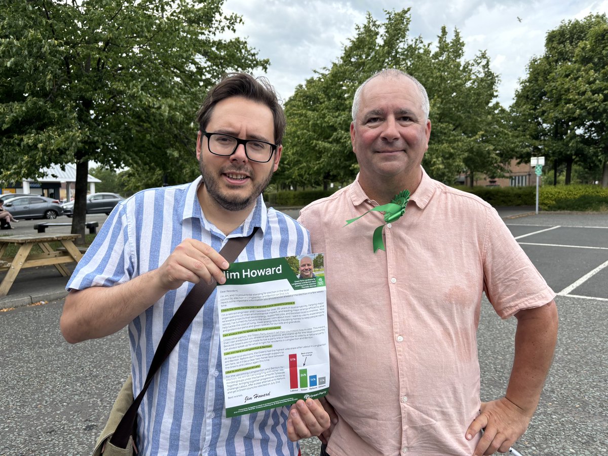 Great to be out in Longbenton &amp; Benton with <a href="/TheGreenParty/">The Green Party</a> candidate Jim Howard ahead of the 2 July by-election 🗳️

Strong local campaign, with support from <a href="/Majority_uk/">Majority</a> &amp; Independents 💚

Help if you can. It’s likely to be close

Public meeting Tuesday 6–8pm at the Oxford Centre