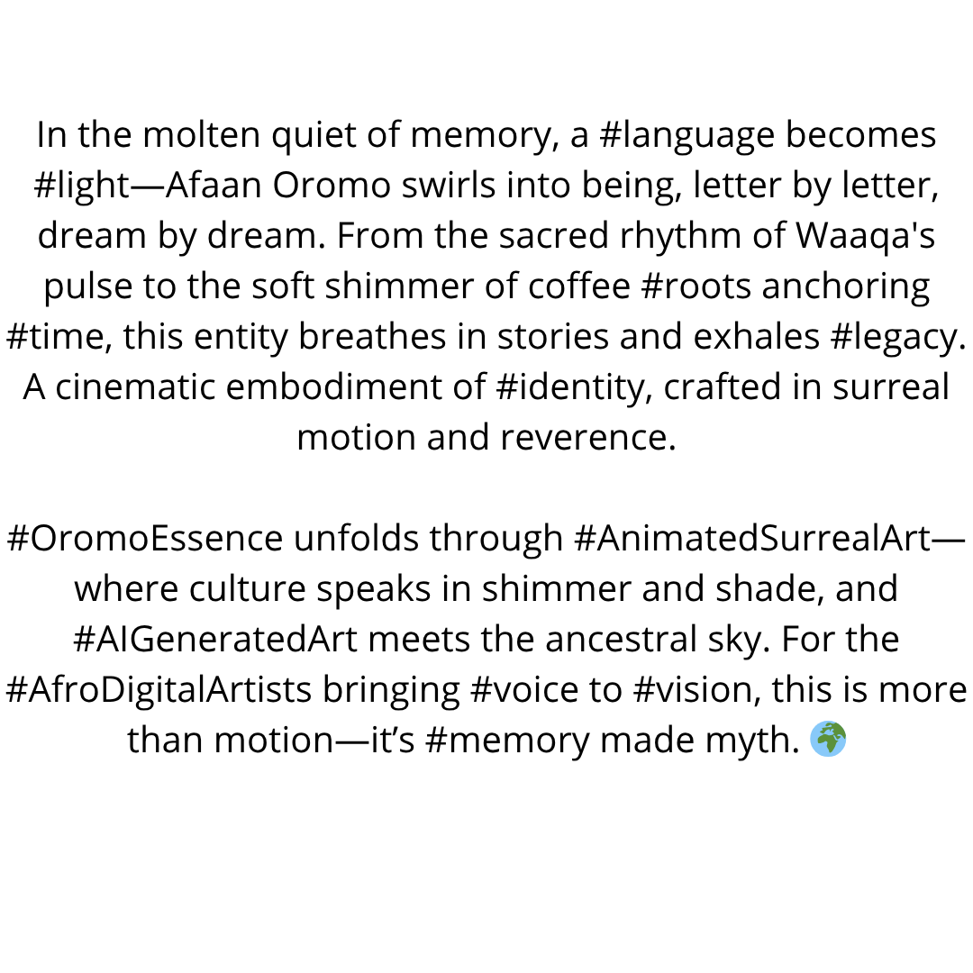 AfriKabakata's tweet photo. #africa #cuture #afro  #ai #digitalart #artist #surreal #language #aiart  #surrealart  #oromoculture #africanlanguages #animatedart #surrealvideo #digitalafrica #oromostory #aiartcommunity #visualpoetry #culturalanimation #motionaesthetics https://t.co/gAw67br3Ox