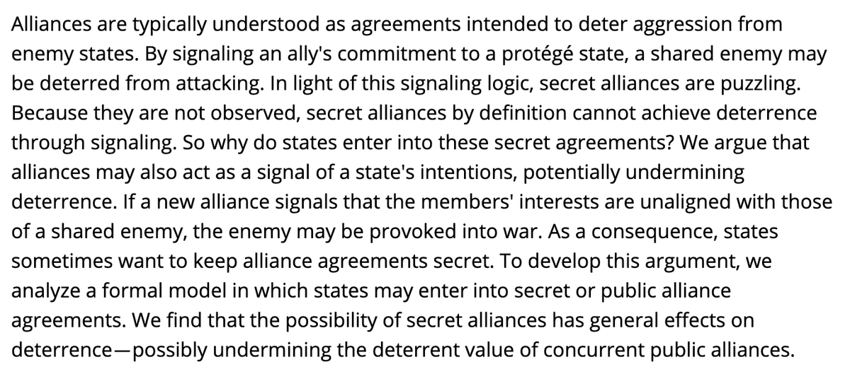 John Sides (@johnmsides) on Twitter photo And while I'm at it, a THIRD piece in the AJPS from Vanderbilt polisci faculty came out yesterday -- this one by my colleagues <a href="/BradSmithUNC/">Brad Smith</a> and Peter Bils:
"The Logic of Secret Alliances"
onlinelibrary.wiley.com/doi/10.1111/aj… And while I'm at it, a THIRD piece in the AJPS from Vanderbilt polisci faculty came out yesterday -- this one by my colleagues <a href="/BradSmithUNC/">Brad Smith</a> and Peter Bils:
"The Logic of Secret Alliances"
onlinelibrary.wiley.com/doi/10.1111/aj…