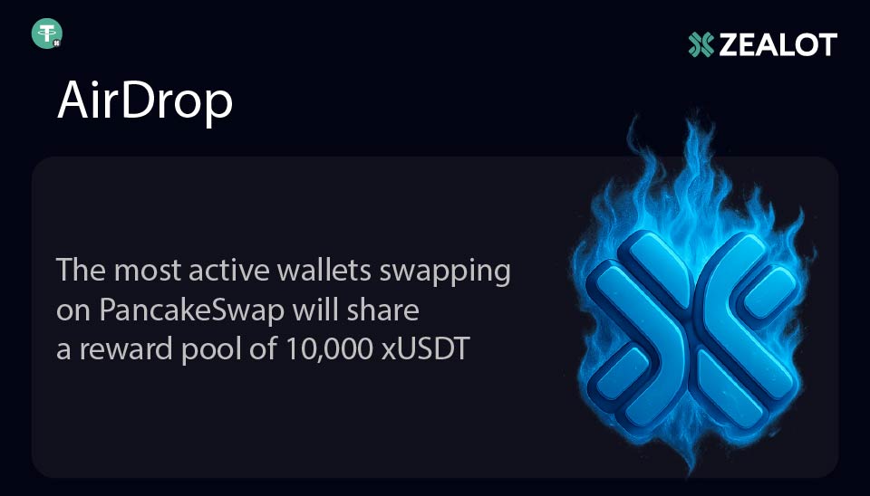 Participate in our exclusive #AIRDROP! The most active wallets swapping on PancakeSwap will share a reward pool of $10,000. Increase your chances by frequently swapping and engaging with our project. Earn rewards in $xUSDT for every swap and stay tuned for special bonuses!