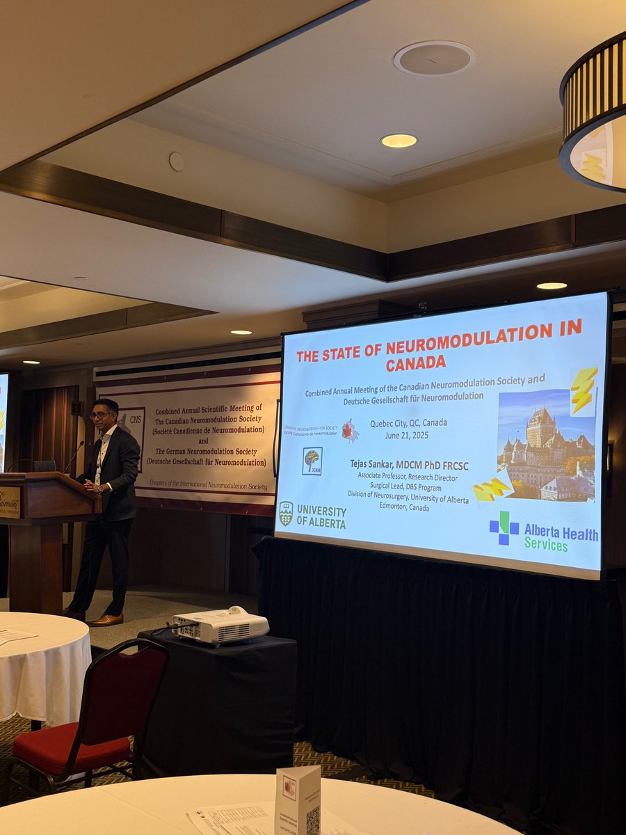 CanNeuromod's tweet image. 🧭 Final session: Challenges &amp;amp; Opportunities for Neuromodulation in Canada🇨🇦, moderated by @HimanshuGuptaMD

📣 @DrTejasSankar – State of #Neuromodulation
🔍 Dr. Sukhvinder Kalsi-Ryan – Non-invasive #SCS for SCI
📊 Dr. Christine Lee – Funding for #intrathecal drug delivery &amp;amp; PNS