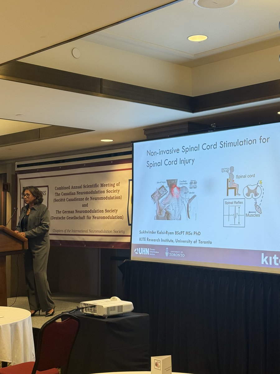 CanNeuromod's tweet image. 🧭 Final session: Challenges &amp;amp; Opportunities for Neuromodulation in Canada🇨🇦, moderated by @HimanshuGuptaMD

📣 @DrTejasSankar – State of #Neuromodulation
🔍 Dr. Sukhvinder Kalsi-Ryan – Non-invasive #SCS for SCI
📊 Dr. Christine Lee – Funding for #intrathecal drug delivery &amp;amp; PNS