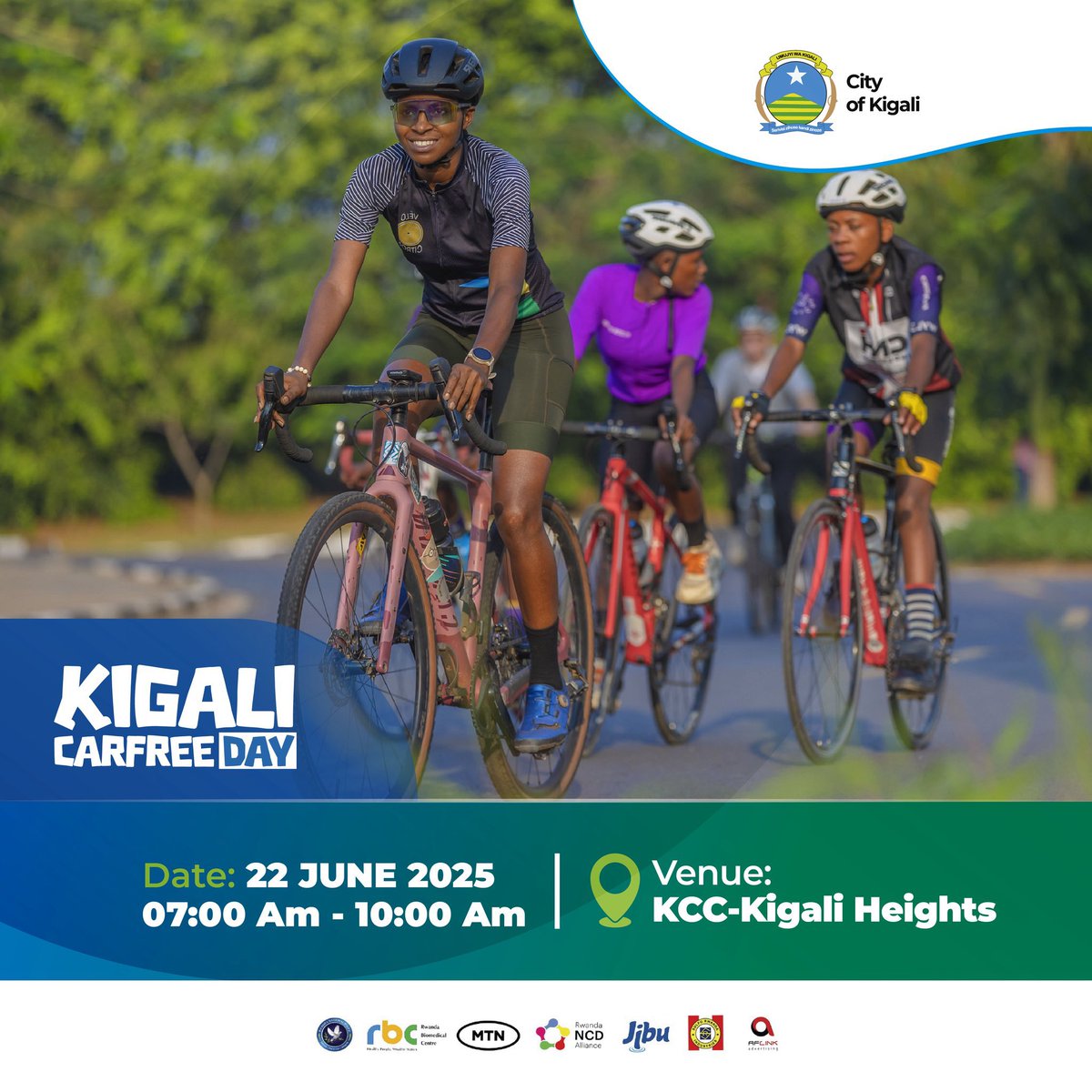 Kigali #CarFreeDay is happening this Sunday, 22nd June 2025, from 7:00 AM to 10:00 AM.  
Please remember to visit us in the white tent at KCC–Kigali Heights!  for free NCD screening and take a step toward a healthier future. 
Let’s #BeatNCDs and #ActOnNCDs together! 💪🇷🇼