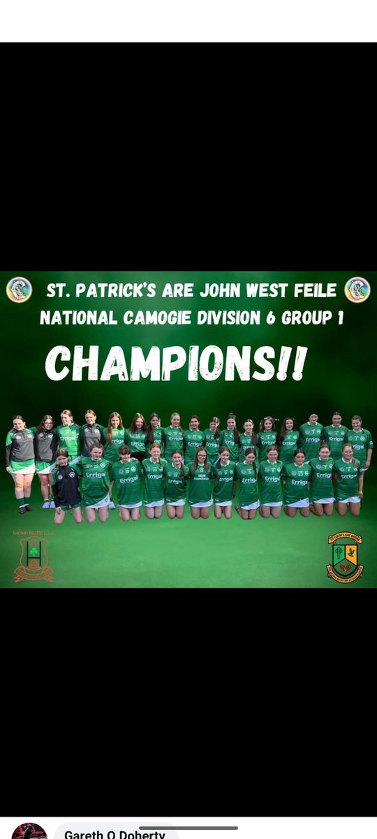 ☘️ Our St.Patricks girls are Féile Champions unbelievable teamwork and skills shown today. 
We are incredibly proud of our girls!! 

Congratulations to the girls and management 🏆🏆