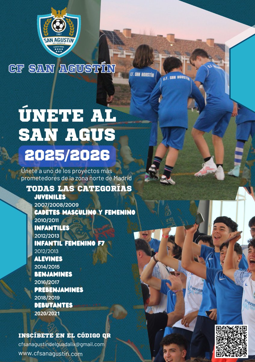 Abrimos el periodo de inscripción para nuestra cantera📝

Únete a una de las mejores canteras de la zona norte de Madrid🔝

Escanea el QR del cartel y no te quedes sin tu plaza📲

#ElFinalFeliz ☺️🔚