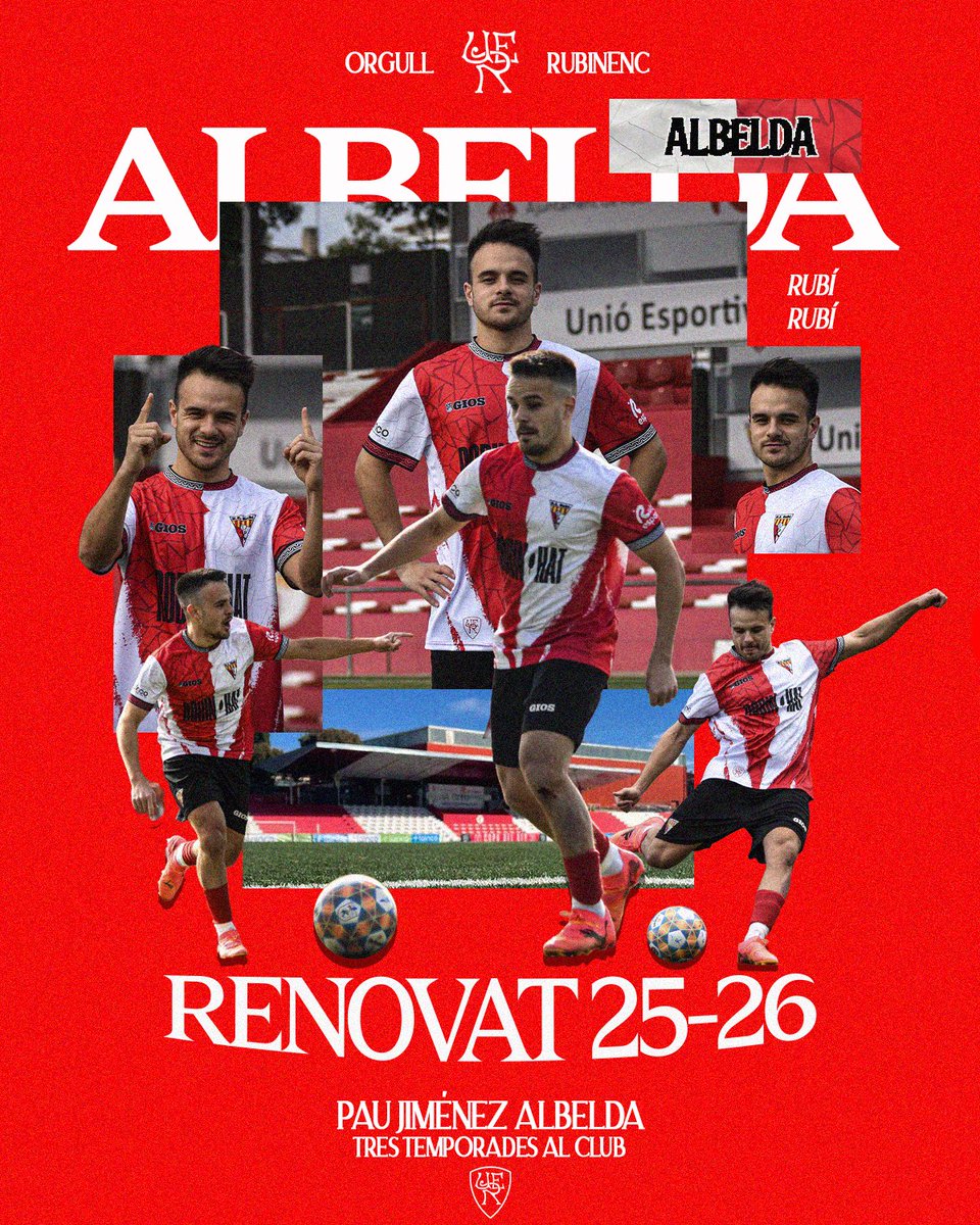 Unió Esportiva Rubí (@uerubi) on Twitter photo 𝗢𝗙𝗜𝗖𝗜𝗔𝗟 ✍🏻®️ | <a href="/paualbelda6/">Pau Jimenez Albelda</a> 🧠
La Unió Esportiva Rubí i 𝐏𝐚𝐮 𝐀𝐥𝐛𝐞𝐥𝐝𝐚 han arribat a un acord per la renovació del jugador.
#UnSentiment 🔴⚪️ 𝗢𝗙𝗜𝗖𝗜𝗔𝗟 ✍🏻®️ | <a href="/paualbelda6/">Pau Jimenez Albelda</a> 🧠
La Unió Esportiva Rubí i 𝐏𝐚𝐮 𝐀𝐥𝐛𝐞𝐥𝐝𝐚 han arribat a un acord per la renovació del jugador.
#UnSentiment 🔴⚪️