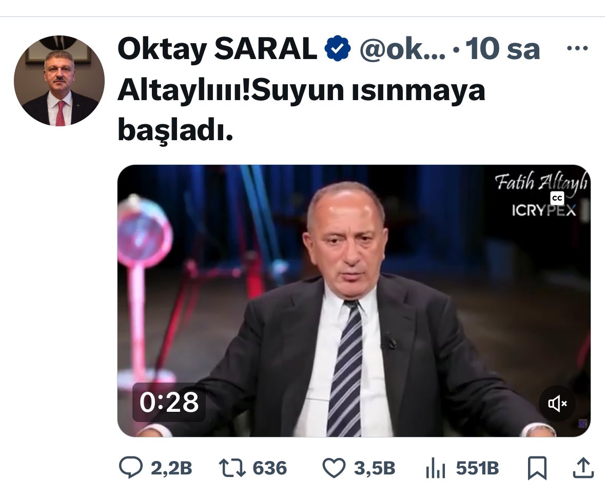 Sarayın danışmanı aşağıdaki twiti attı.  10 saat sonra Gazeteci Fatih Altaylı göz altına alındı.

Türkiye’de yargı bağımsızmış!

TEKRAR EDELİM:
HEP BERABER MÜCADELE ETMEK ZORUNDAYIZ.

Çember daralıyor.

Gözaltına alınanları, tutuklananları izlersek, sıranın gelmesi gecikmeyecek.