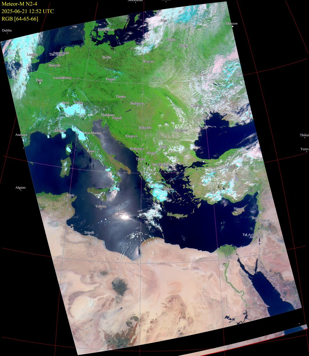 2025-06-21 🛰️ Meteor-M N2-4 LRPT image.
137.9 MHz / OQPSK @ 72k symbol rate.