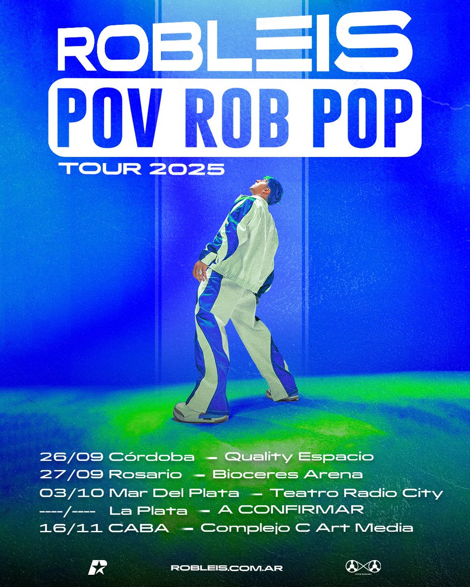 Después de una hermosa gira en el 2024 volvimos este año con el POV: ROB POP, un nuevo concepto que trae un nuevo disco y cosas totalmente nuevas para los shows 💙

✈️|  Nos dirigimos hacia Córdoba, Rosario, Mar del Plata, La Plata y Buenos Aires.
👀|  Aunque faltan fechas..
