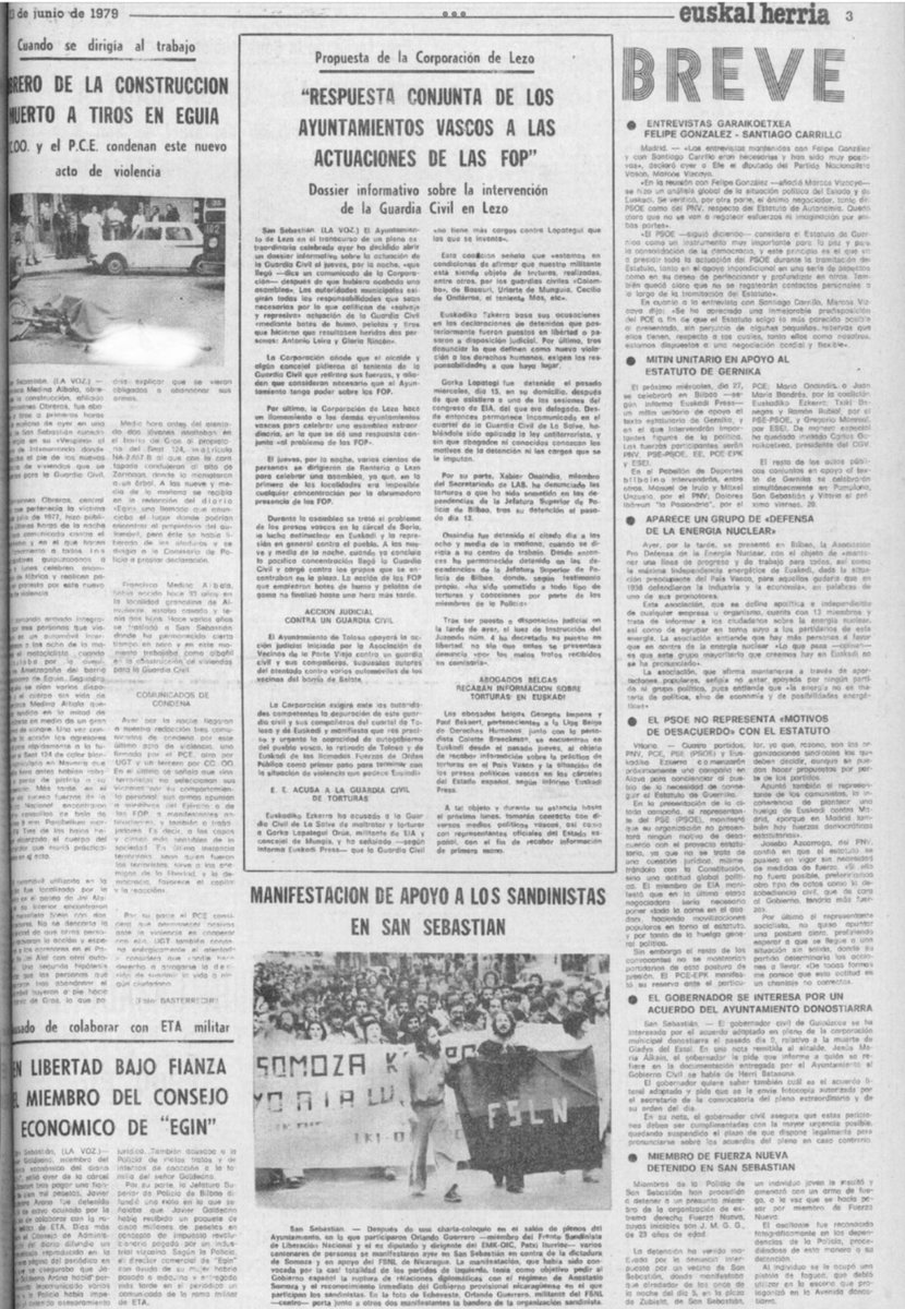 Centro Memorial VT (@memorialvt) on Twitter photo 22/06/1979. San Sebastián. Se cumplen 46 años del asesinato por ETA-m en del albañil y afiliado <a href="/CCOOeuskadi/">CCOO de Euskadi</a> FRANCISCO MEDINA ALBALA. La víctima iba en ciclomotor a su trabajo, en la construcción de viviendas para la <a href="/guardiacivil/">Guardia Civil</a> 3 terroristas le cerraron el paso y ametrallaron. 22/06/1979. San Sebastián. Se cumplen 46 años del asesinato por ETA-m en del albañil y afiliado <a href="/CCOOeuskadi/">CCOO de Euskadi</a> FRANCISCO MEDINA ALBALA. La víctima iba en ciclomotor a su trabajo, en la construcción de viviendas para la <a href="/guardiacivil/">Guardia Civil</a> 3 terroristas le cerraron el paso y ametrallaron.