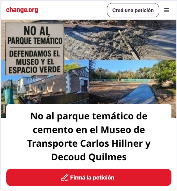 Vecinos juntan firmas para frenar el aberrante avance de Mayra Mendoza sobre el pulmón verde del Museo del Transporte "Carlos Hillner y Decoud" ~ La Mirada de Quilmes Oeste 
lamiradadequilmesoeste.blogspot.com/2025/06/vecino… <a href="/JorgelinaKos/">Jorgelina Kos Grabar</a>