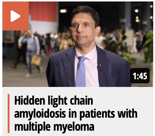 THE AMYLOIDOSIS CHANNEL - VJHemOnc
vjhemonc.com/video/ap2tf9aa…
Ashutosh Wechalekar, MBBS, MD, FRCP, FRCPath, DM, University College London Hospitals NHS Foundation Trust, London, UK, addresses the potential issue of hidden light chain amyloidosis in patients with multiple myeloma. He