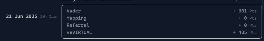 TodyWealth's tweet photo. My Daily Points Distribution went down in 2 days from 7k to 1k.
My yapping account is 10x bigger.
What I'm doing wrong?

@virtuals_io  / @VaderResearch https://t.co/VzEER2Wj3k