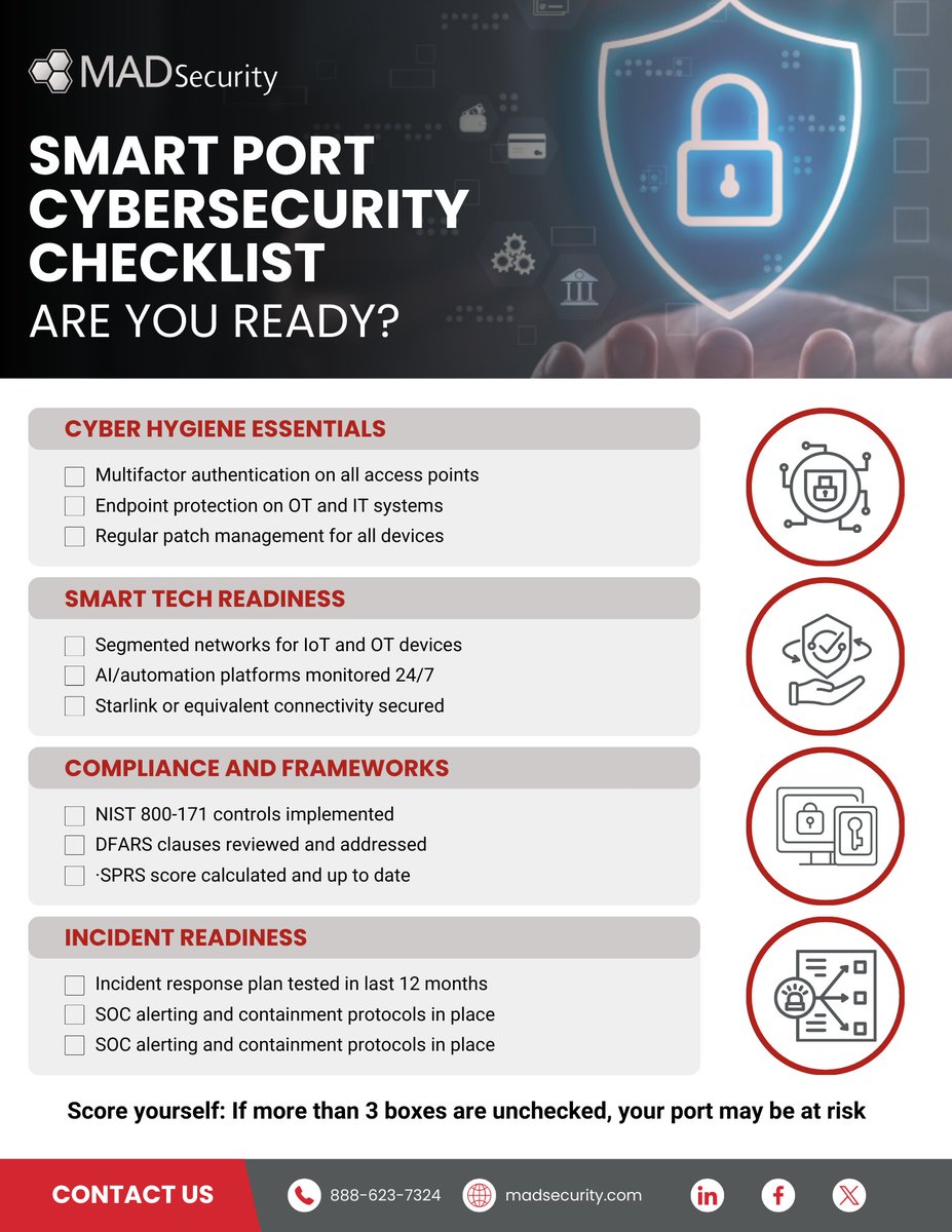 As ports evolve into smart, connected ecosystems, the cybersecurity stakes have never been higher.  

🔗 hubs.la/Q03n0-cZ0 

Download a copy of our Checklist and assess your port’s readiness.