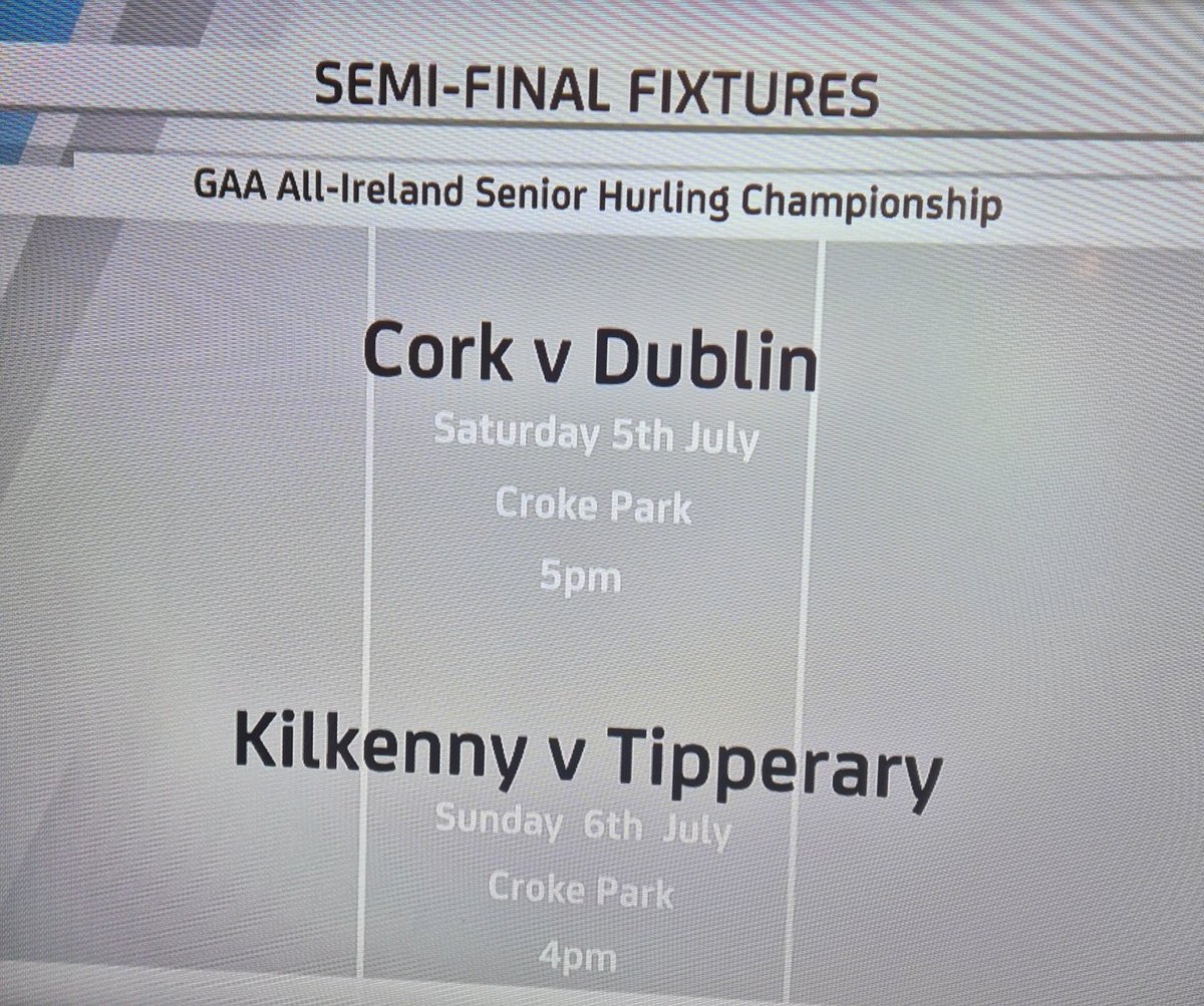 Semi Final Draw.