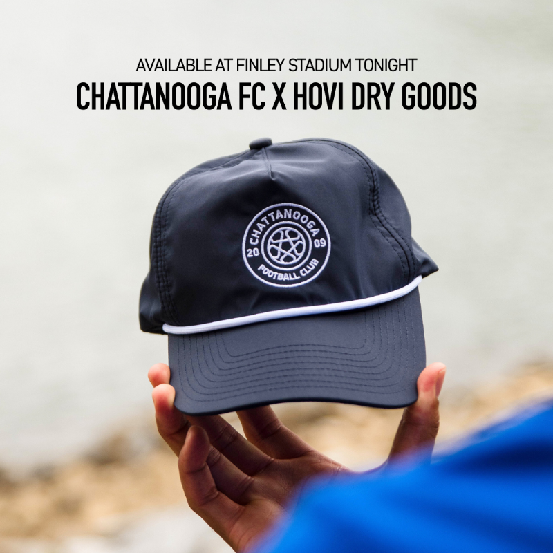 ChattanoogaFC's tweet photo. Our new CFC x @HoviDryGoods hats will be available 𝐓𝐎𝐍𝐈𝐆𝐇𝐓 at the team store inside Finley Stadium!