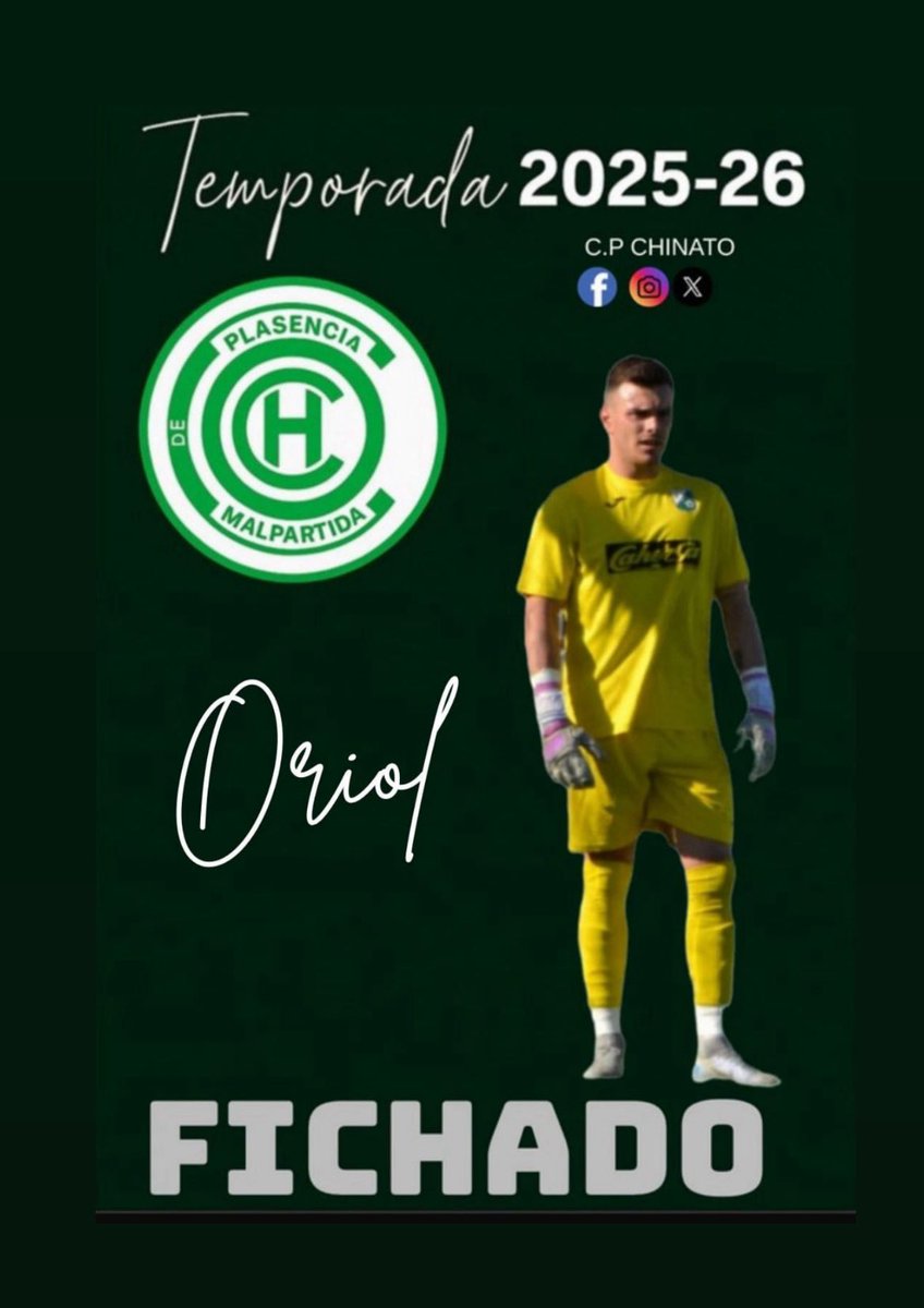🔒 FICHAJE |!
🔥ORIOL JOSÉ BELLES
¡Bienvenido al CP Chinato!
Guardameta con gran juego de pies y reflejos. Experiencia en CD Diocesano, CP Moraleja, Amanecer y Upp.
🧤 Un seguro bajo palos.
#SomosChinato #BienvenidoOriol #FichajeCPChinato