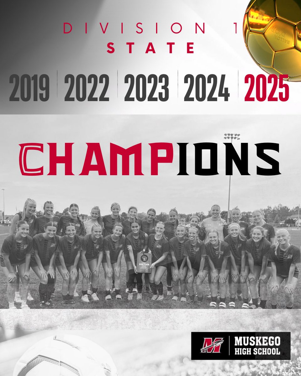 🏆 STATE CHAMPIONS… AGAIN! 🏆
Congratulations to our Muskego Girls Soccer team for capturing their 4th straight Division I State Title! Your hard work, teamwork, and Warrior spirit make our entire school community proud.
Let’s celebrate this incredible four-peat! ❤️🖤