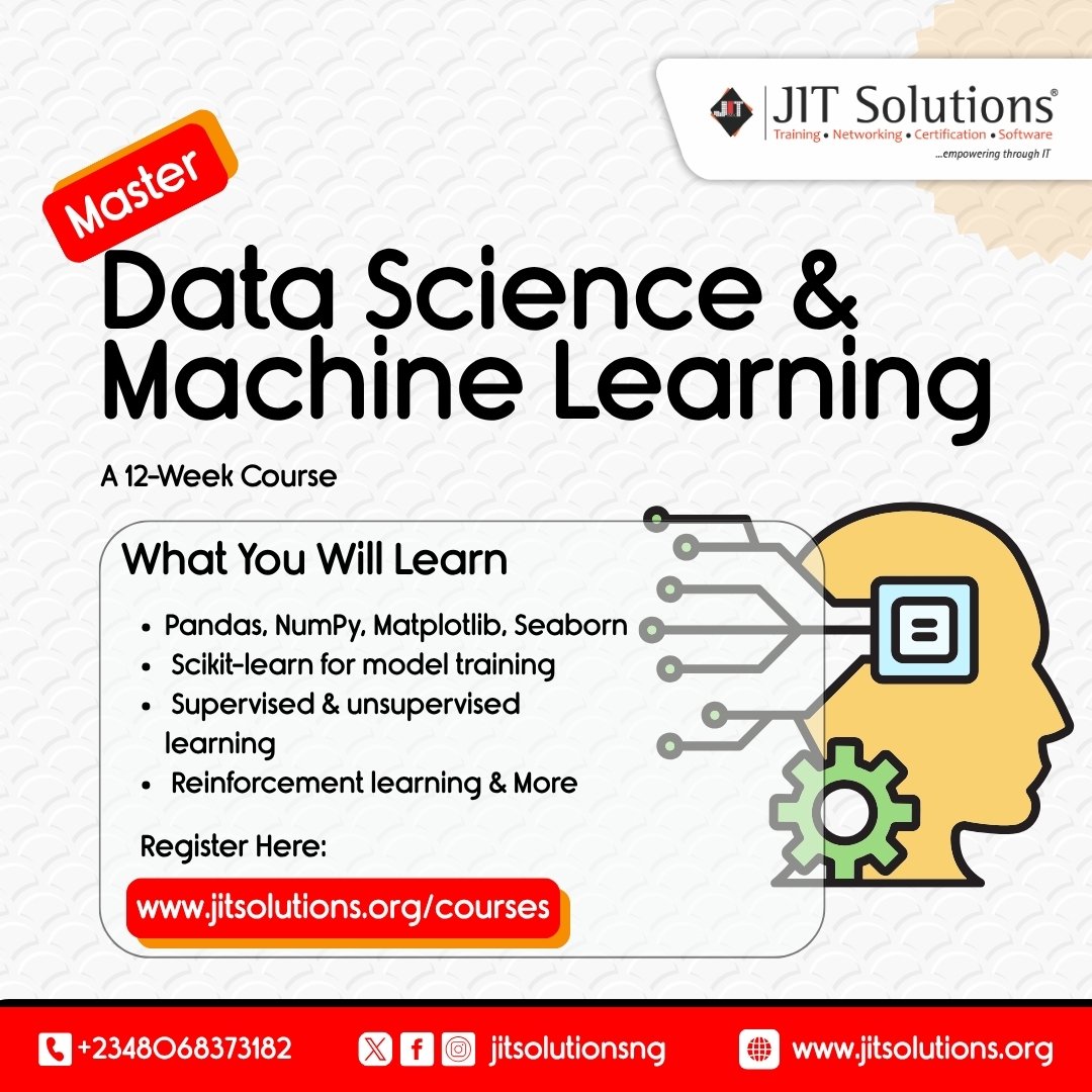 jitsolutionsng's tweet image. Learn in-demand tech skills at JITSolutions!
From Web &amp;amp; App Dev to Cybersecurity, Data Science, Product Design &amp;amp; more — get expert-led, hands-on training with certification.

🎓 Digital Certs | 🧑‍🏫 Live Classes | 💼 Job Support

👉 jitsolutions.org/courses

#JITSolutions #TechSkill
