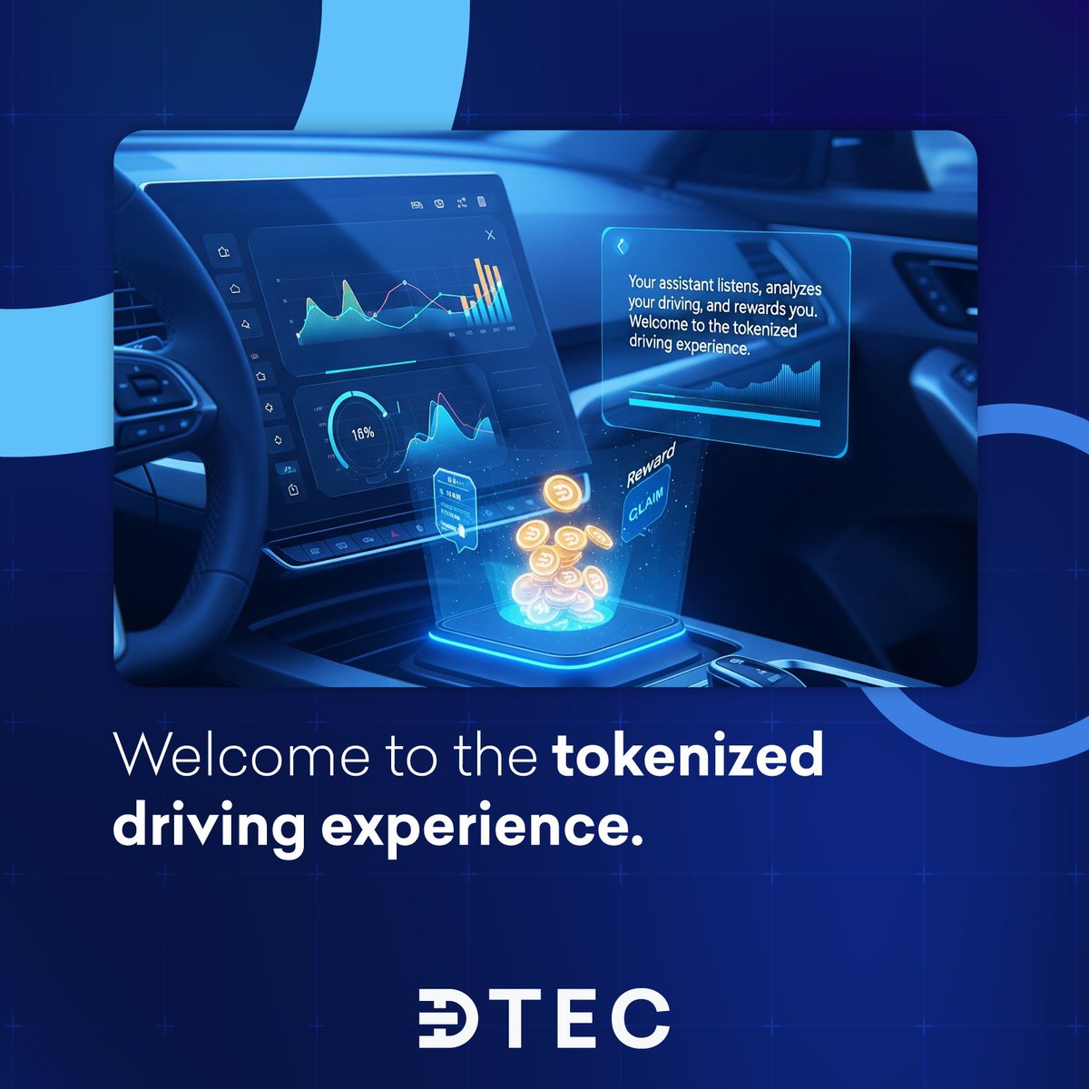 DtecToken's tweet image. 🎧 Your DTEC assistant listens.
🧠 It analyzes your driving.
🎁 And yes, it rewards you.

🚗💨 Welcome to the tokenized driving experience.