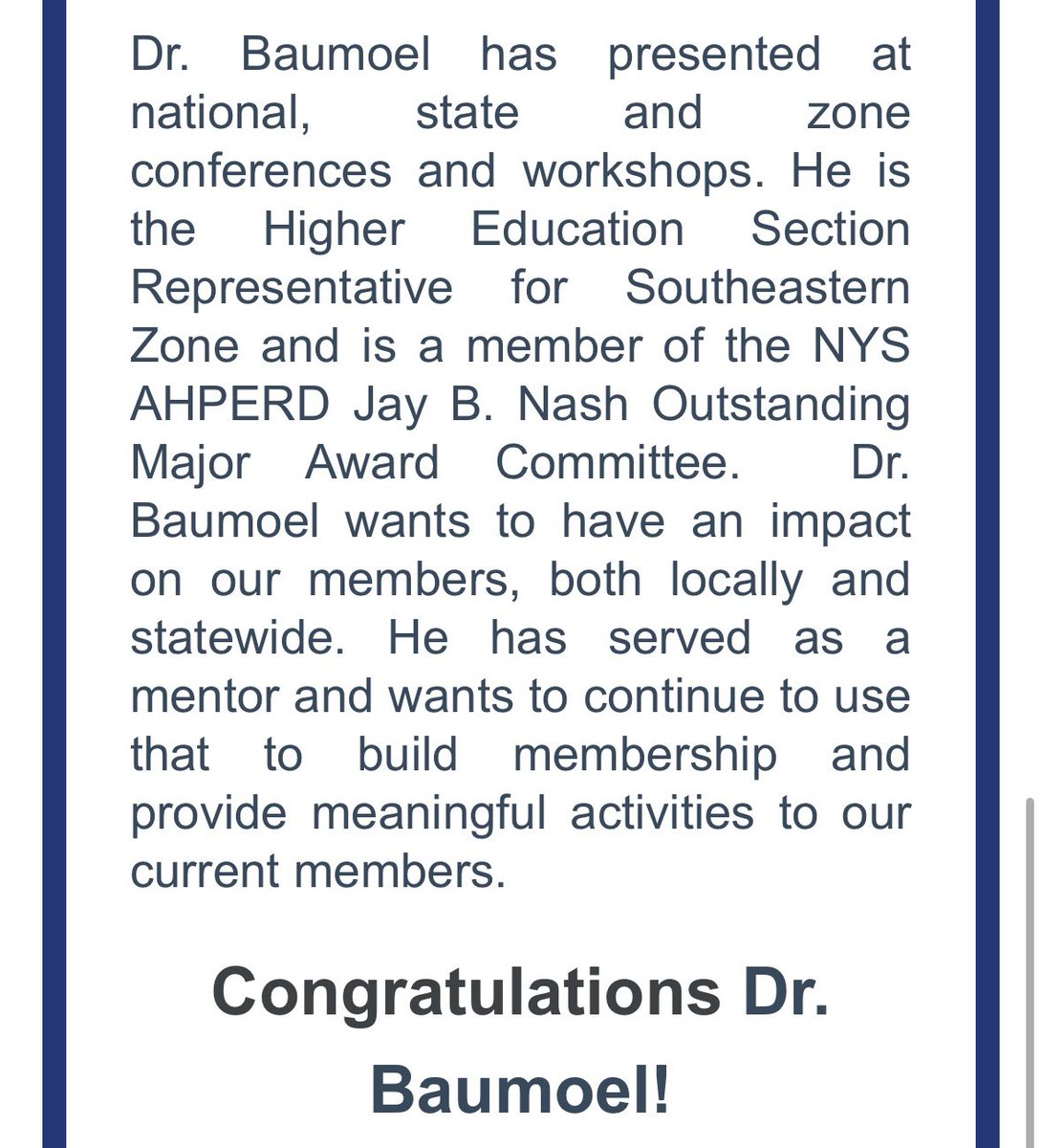 Southeastern Zone (@seznysahperd) on Twitter photo We are excited to announce that Ā Dr. Matthew Baumoel <a href="/matthewbaumoel/">Matthew Baumoel, Ed.D.</a> has been elected as the <a href="/SEZnysahperd/">Southeastern Zone</a> Southeastern Zone President-elect.Ā Ā
Please welcome him to the leadership team! <a href="/NYSAHPERD/">NYS AHPERD</a> #SEZproud We are excited to announce that Ā Dr. Matthew Baumoel <a href="/matthewbaumoel/">Matthew Baumoel, Ed.D.</a> has been elected as the <a href="/SEZnysahperd/">Southeastern Zone</a> Southeastern Zone President-elect.Ā Ā
Please welcome him to the leadership team! <a href="/NYSAHPERD/">NYS AHPERD</a> #SEZproud
