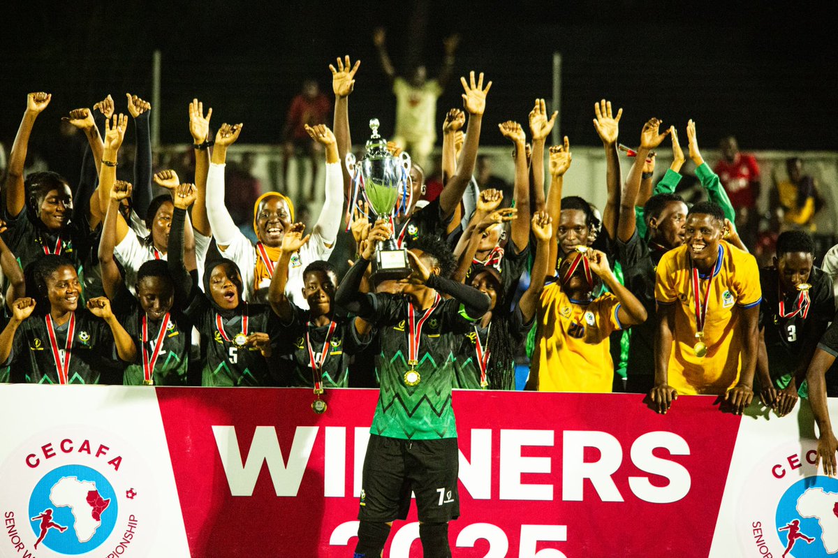 TFF TANZANIA (@tanfootball) on Twitter photo Hongera <a href="/twigastars/">TWIGA STARS</a> kwa kuwa mabingwa wa CECAFA Senior Womenโs Championship 2025
<a href="/twigastars/">TWIGA STARS</a> <a href="/Cecafaonline/">Cecafaonline</a> Hongera <a href="/twigastars/">TWIGA STARS</a> kwa kuwa mabingwa wa CECAFA Senior Womenโs Championship 2025
<a href="/twigastars/">TWIGA STARS</a> <a href="/Cecafaonline/">Cecafaonline</a>