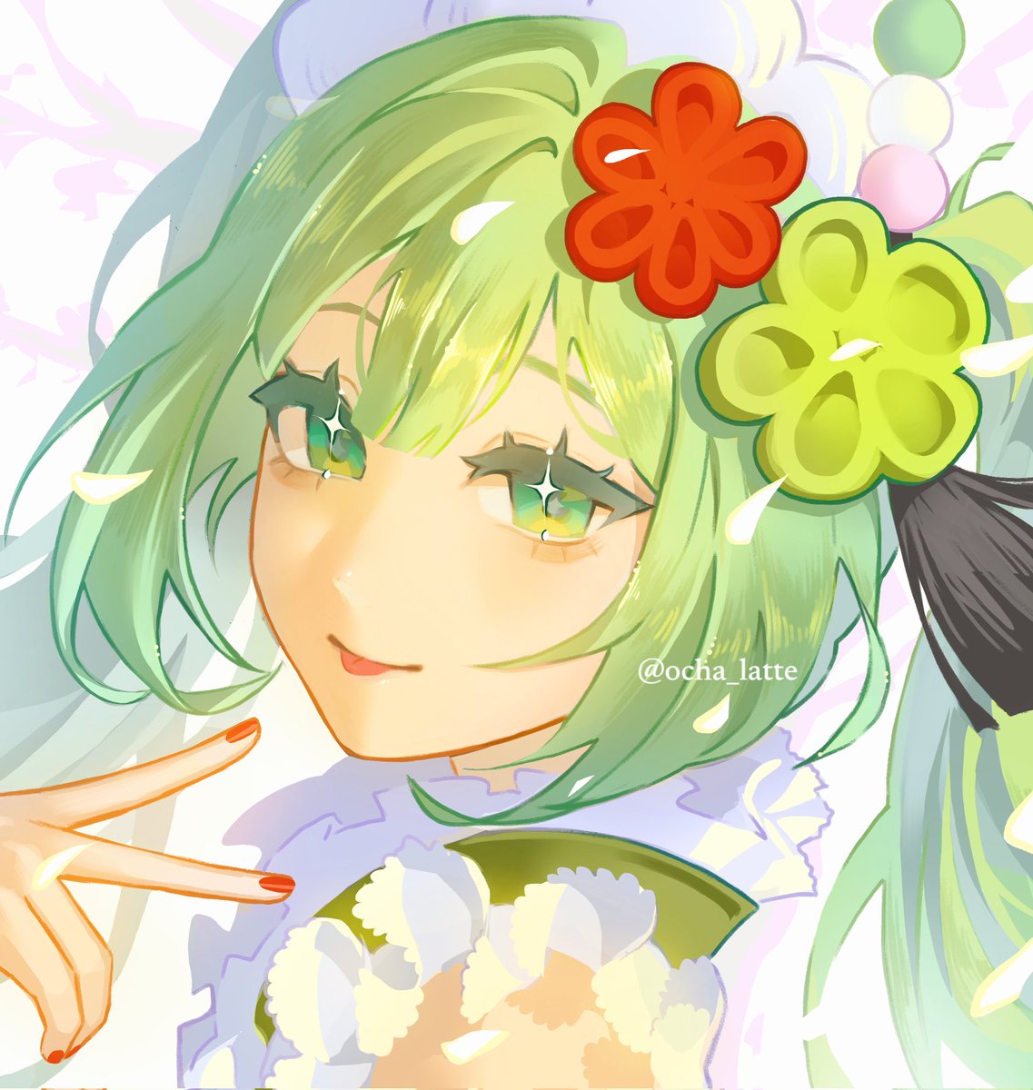 Matcha Miku 🍃🍡🍵 
looking for #artmoots
#イラスト