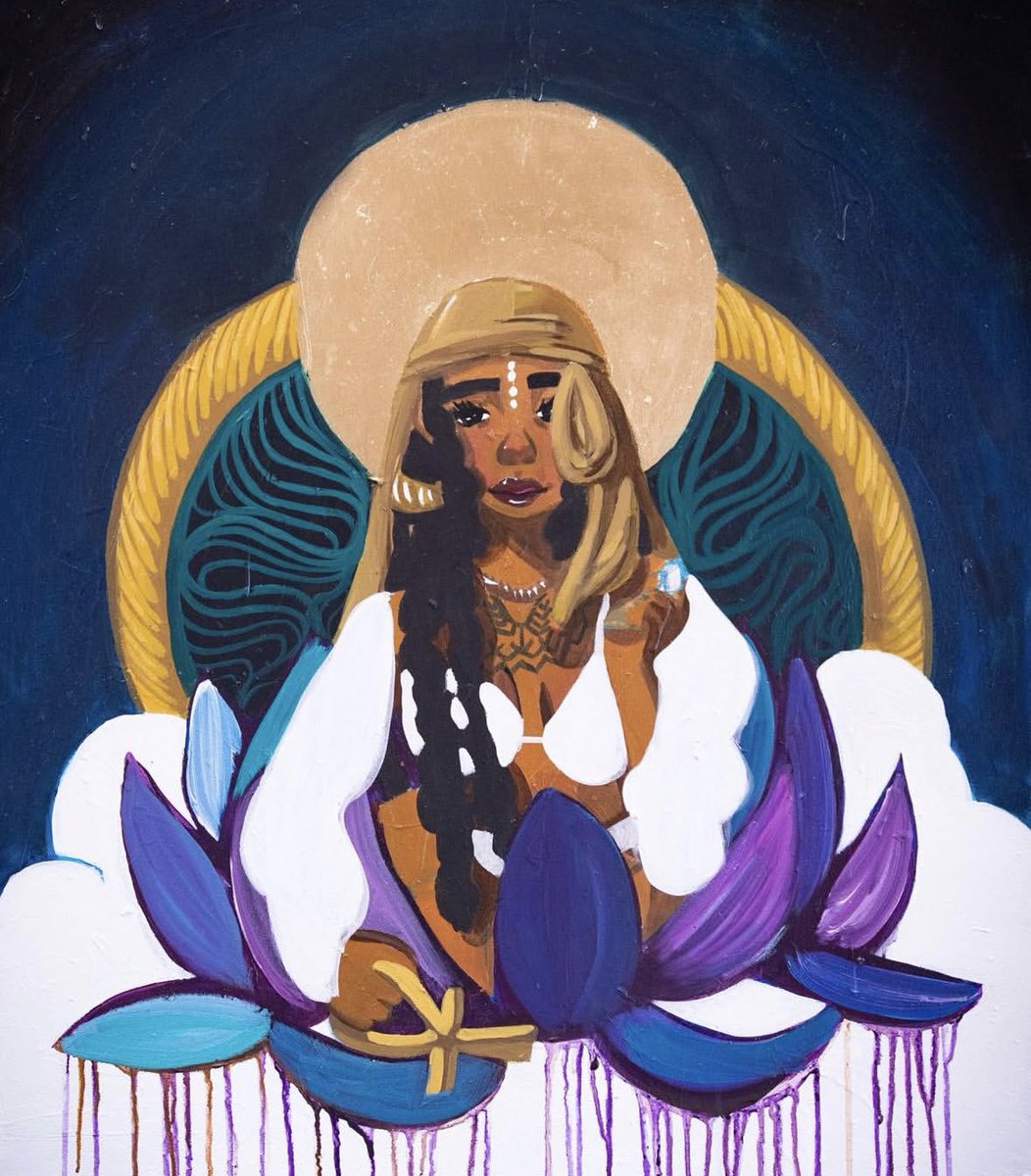 desareedart's tweet photo. It’s #Juneteenth weekend and here’s a throwback from my art commissioned painting at the Juneteenth celebration with @bluediamond growers 🌰✨

Much love to all my fan’s holding me
down this year. I couldn’t have
done this without you 🧘🏾‍♀️🪶

Kundalini Lotus
8.5x11 | Acrylic https://t.co/lQYGy7wXD4
