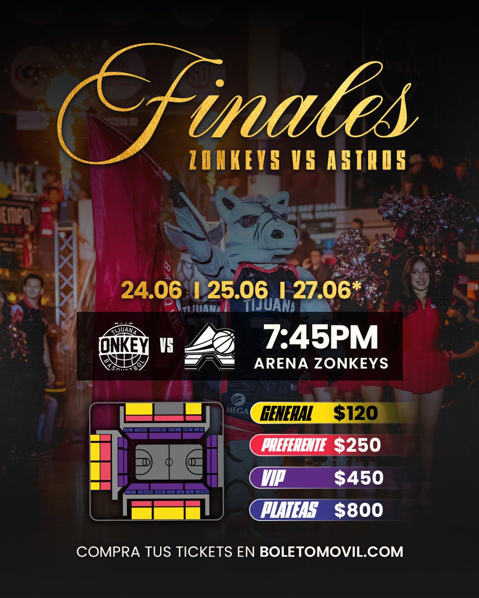 ¡Boletos YA a la venta!🎟️ No te quedes fuera de la gran final en Arena Zonkeys🦓

🔗Adquiere tus entradas en Boletomovil: boletomovil.com/zonkeys-tijuana y taquillas de Arena Zonkeys

#LightUpTheCourt #ZonkeysOnFire