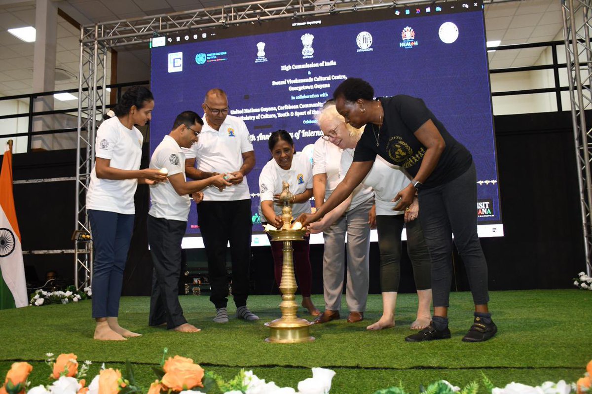 UN Guyana (@unguyana) on Twitter photo “Yoga, with its emphasis on mindfulness, balance and inner harmony resonates deeply with the UN’s vision of sustainable development,” <a href="/JeanKamau/">Jean Kamau</a> at today’s observance of the International of Yoga, organized by <a href="/IndiainGuyana/">India in Guyana</a>. “Yoga, with its emphasis on mindfulness, balance and inner harmony resonates deeply with the UN’s vision of sustainable development,” <a href="/JeanKamau/">Jean Kamau</a> at today’s observance of the International of Yoga, organized by <a href="/IndiainGuyana/">India in Guyana</a>.