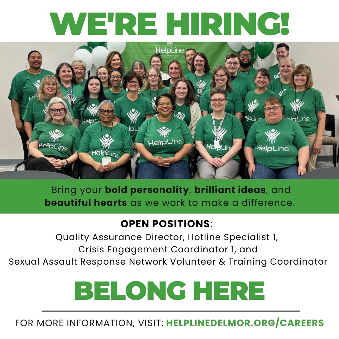 Come work with us! Learn more at helplinedelmor.org/about-us/caree…