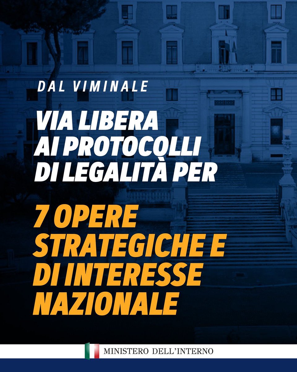 Via libera dal Viminale a 7 protocolli di legalità che contengono misure rafforzate di controllo e di vigilanza antimafia per gli appalti e i sub-appalti relativi ad altrettante infrastrutture strategiche e di interesse nazionale. Le opere, che interessano i territori delle