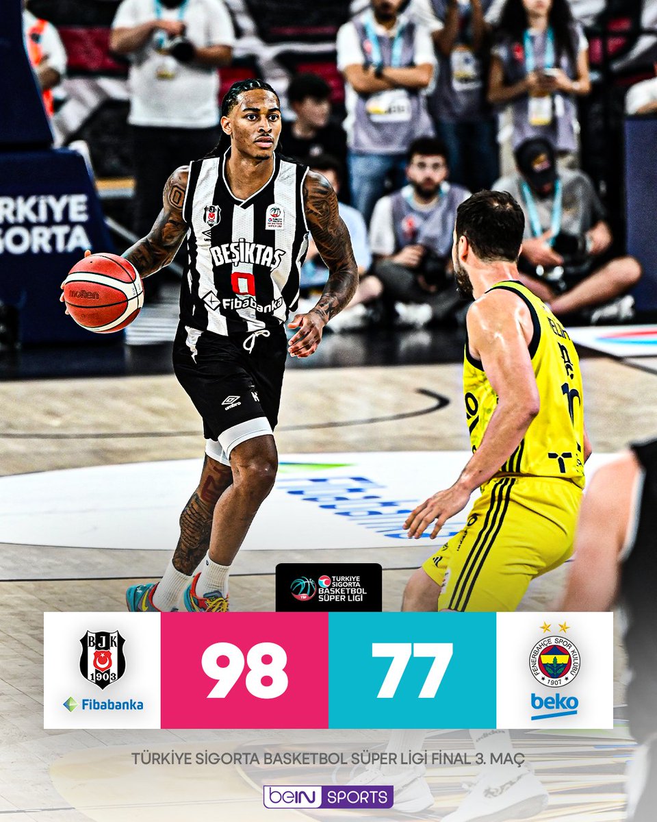 🦅  Türkiye Sigorta Basketbol Süper Ligi final serisi üçüncü maçında Beşiktaş Fibabanka, Fenerbahçe Beko'yu mağlup ederek seride durumu 2-1'e getirdi!

🏀 Maç Sonucu: Beşiktaş Fibabanka 98-77 Fenerbahçe Beko | #TSBSL